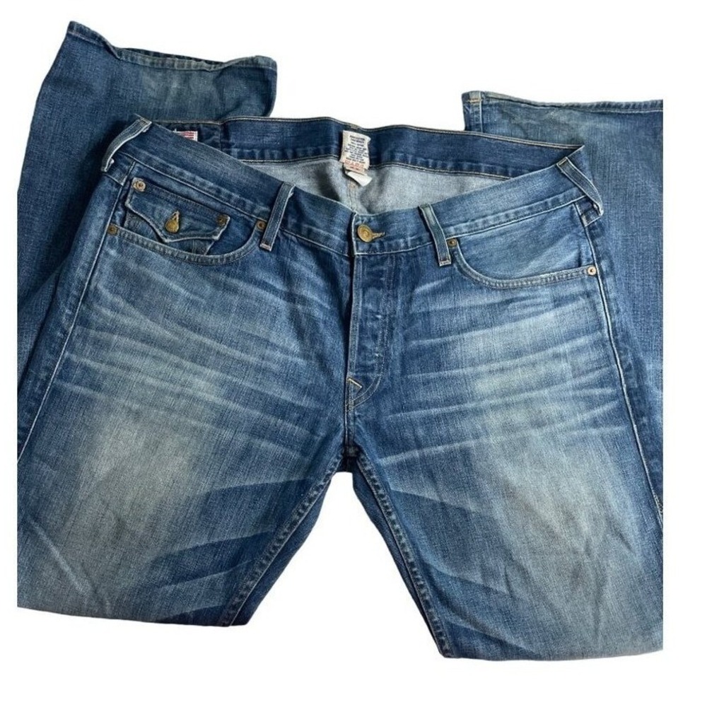 True Religion Mens Medium Wash Straight Leg Flap Pocket Jeans Made  USA Size 40